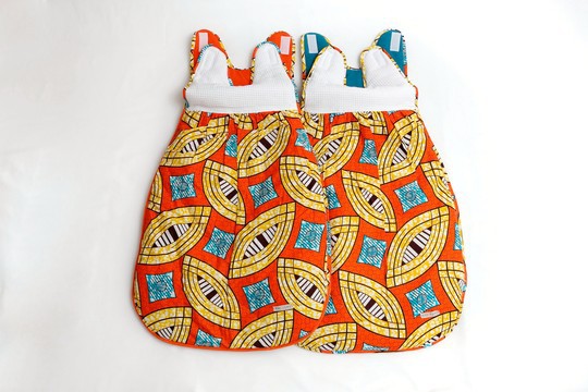 Gigoteuse Wax Orange Or Fait main. 0 à 12 mois