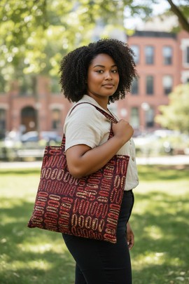 Tote bag artisanal en Wax – 100% Coton &amp; Fait main