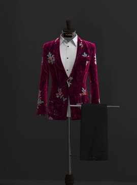 FLOWER TEXTURED VELVET NOTCH LAPEL SUIT....................BEST SELLER