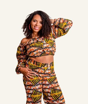 Ankara pants with off the shoulder top