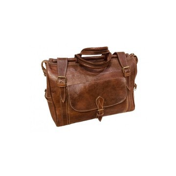 Handmade genuine leather travel bag with shoe compartment - Large weekend bag