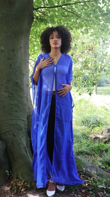 Printed silk chiffon kimono