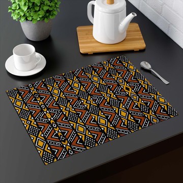 (TWO PIECES) Tabletop Placemat Traditional African Mudcloth (MORE SIZES AVAILABLE)