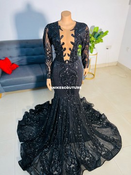 Black lace prom dress, African clothing for women, prom dress
