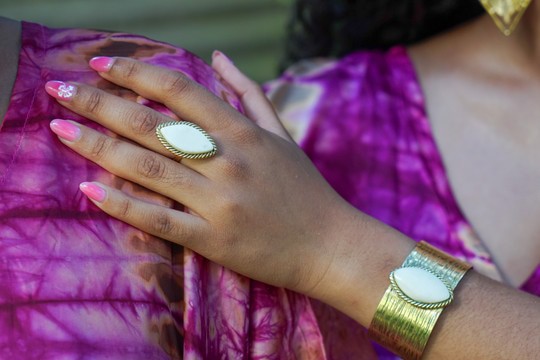 Bague bronze et Os « White vintage »