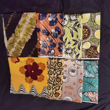 Lot de 8 Coupons Tissus pagne Cameroun en coton léger 45x60