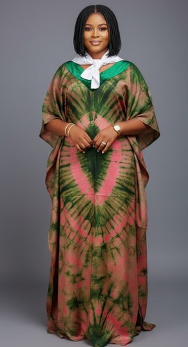 Stunning Women's Tie-Dye Kaftan with Elegant Neckline – Boho Chic