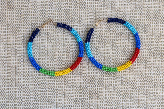 Beaded hoop earrings, African Beaded earrings, Elegant earrings, Tribal earrings, Boho earrings