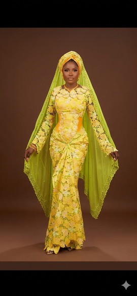 Radiant Yellow and Lime Green Lace Gown
