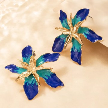 African iris flower earrings