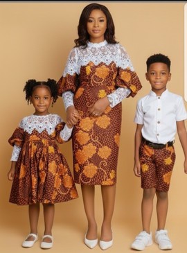 Tenues en imprimé africain pour mère, fils et fille, tenues familiales culturelles uniques, famille de 6