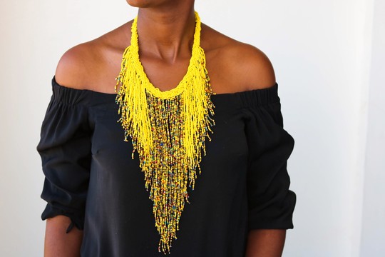 African necklace, Beaded fringe necklace, multi-strand necklace, Gift for her, moms gift
