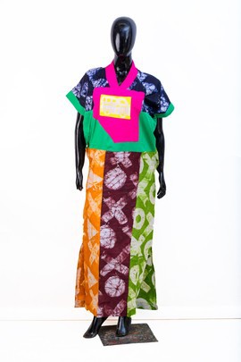 Batik Adire Boubou Maxi dress (Blue/Green/wine/orange)