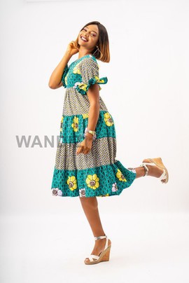African Print Summer Flare Dress, Ankara Flare Dress. Ankara Pleated Dress