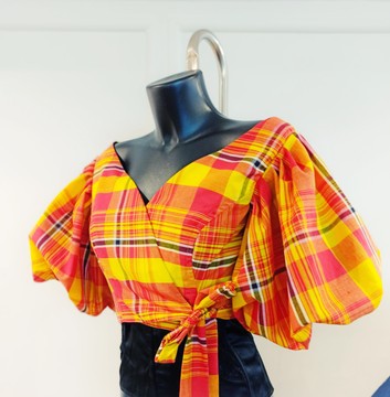 TOP HIDDEN Madras fabric heart