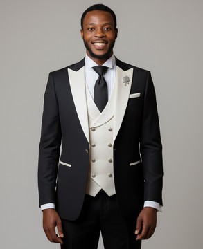 The Classic Black &amp; Ivory Tuxedo Suit | Modern Slim Fit 3-Piece Formal/Groom's Attire
