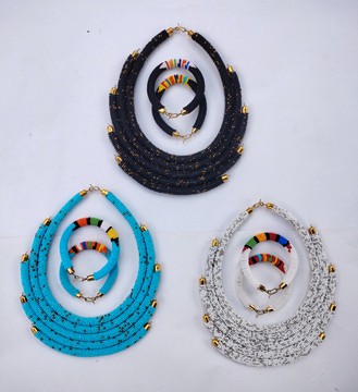A set of 3 chokers with matching bracelets, gift for her beaded choker and bracelets