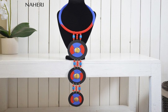 African tribal necklace |  Beaded maasai zulu handmade neck piece | Tiered design