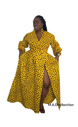 Oneil Ankara Maxi Dress/ Yellow African Print