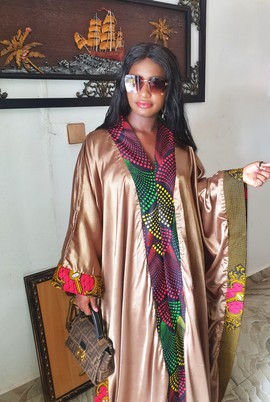 Robe caftan élégante en soie et Ankara pour femme africaine / Mariages / Occasions spéciales