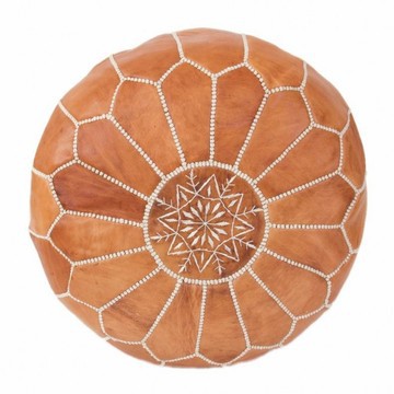 Pouffe in real yellow natural leather for living room