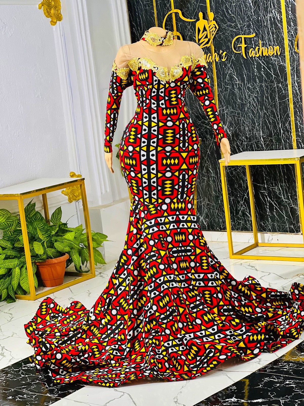 kente formal dress African Print Kente Orange / green Infinity Multiway Maxi Dress main image 0