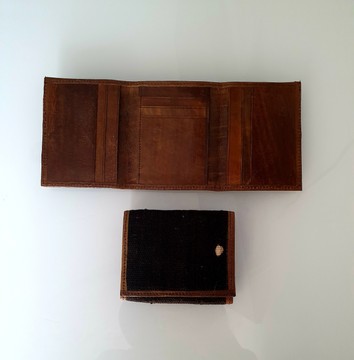 Leather and bogolan wallet