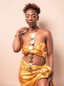 Long Collier ras du cou bronze «Reine de Saba»