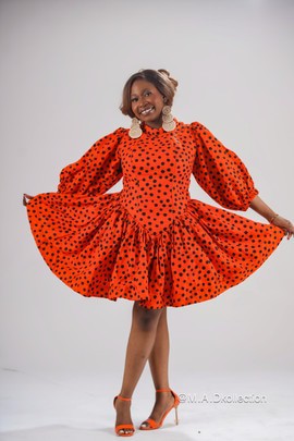 Mayowa Mini Dress | Orange Polka Dot Mini Dress