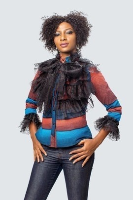 African Print Organza Neck Tie Top, Ankara Top,  African Women Tops, African Womens  Clothing