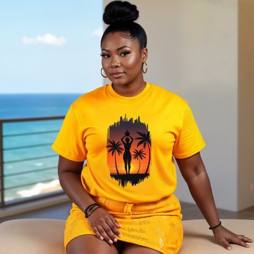 T-shirt Tribal Femme "Sanfa" jaune
