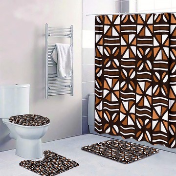 Cultural Unique Bath Mat White and Black Bathroom Rug (LARGER SIZES AVAILABLE)