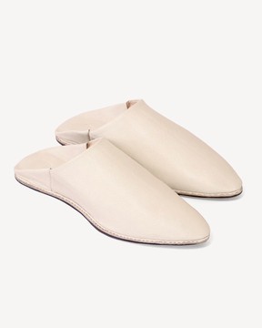 Babouche en vrai cuir Blanche fait main