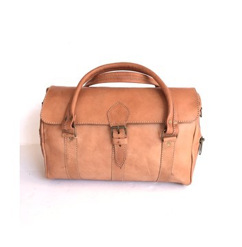 BIG SALE! Brown leather travel bag handmade in Morocco by Cuiroma craftsmen