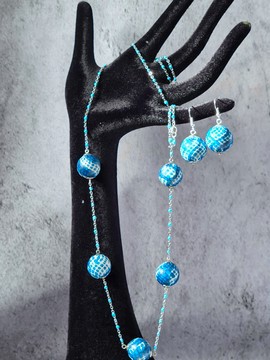 OSHUN 1 NDOP TURQOISE earrings in WAX fabric-loincloth beads