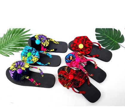African print flip flops