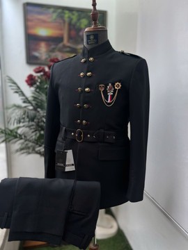 Black French safari jacket and Black pant. Best seller