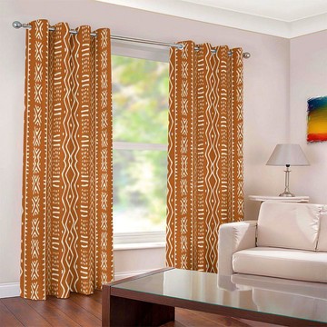 Mudcloth African Living Room Curtains Blackout Grommet Style (Two-Piece)(LARGER SIZES AVAILABLE)