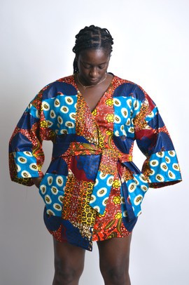 faux patchwork ankara  kimono