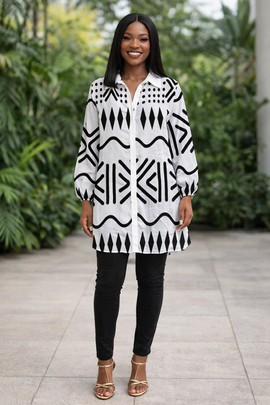 The Ancestry Print Shirt Dress – Bold Print. Effortless Authority.