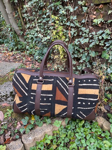 Sac de voyage Cuir &amp; “Bogolan”