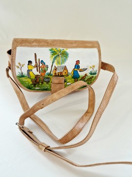 Handmade leather shoulder bag Hand painted 💕
