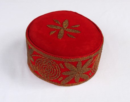 Velvet Stoned Crown Wedding Hat, Traditional Beaded Cap, African Mens Hat, African Wedding Hat