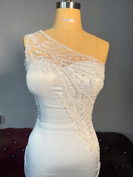 Robe blanche de luxe, robe longue blanche, robe de dîner blanche, robe de mariée blanche, robe de bal blanche