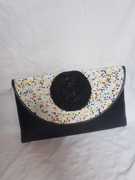 African women beaded leather clutch bags
