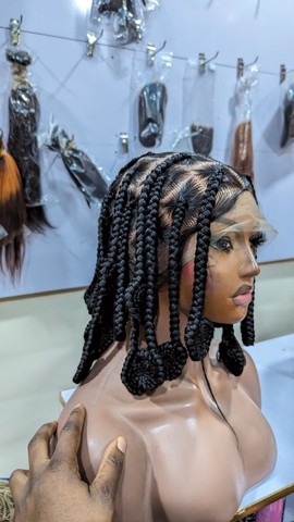 Doughnut tip big box Braided wig with full lace wig