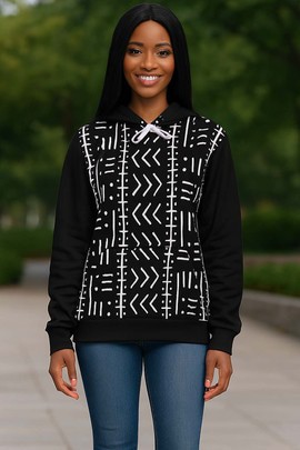 Boho Hoodies African Black and White Print