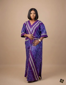 Grand boubou maxi en aso-oke tissé à la main