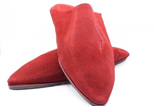 Handmade real red leather slippers