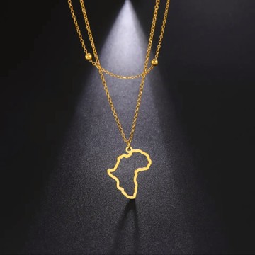 Collier carte africaine plaqué or